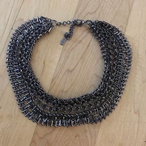 Gunmetal chain bib necklace